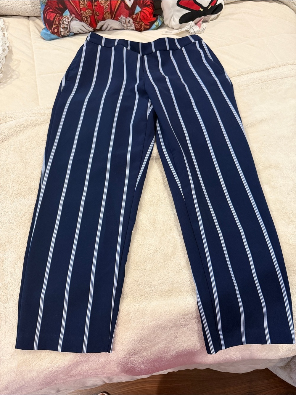 Old Navy Navy and White Vertical Stripe Pants